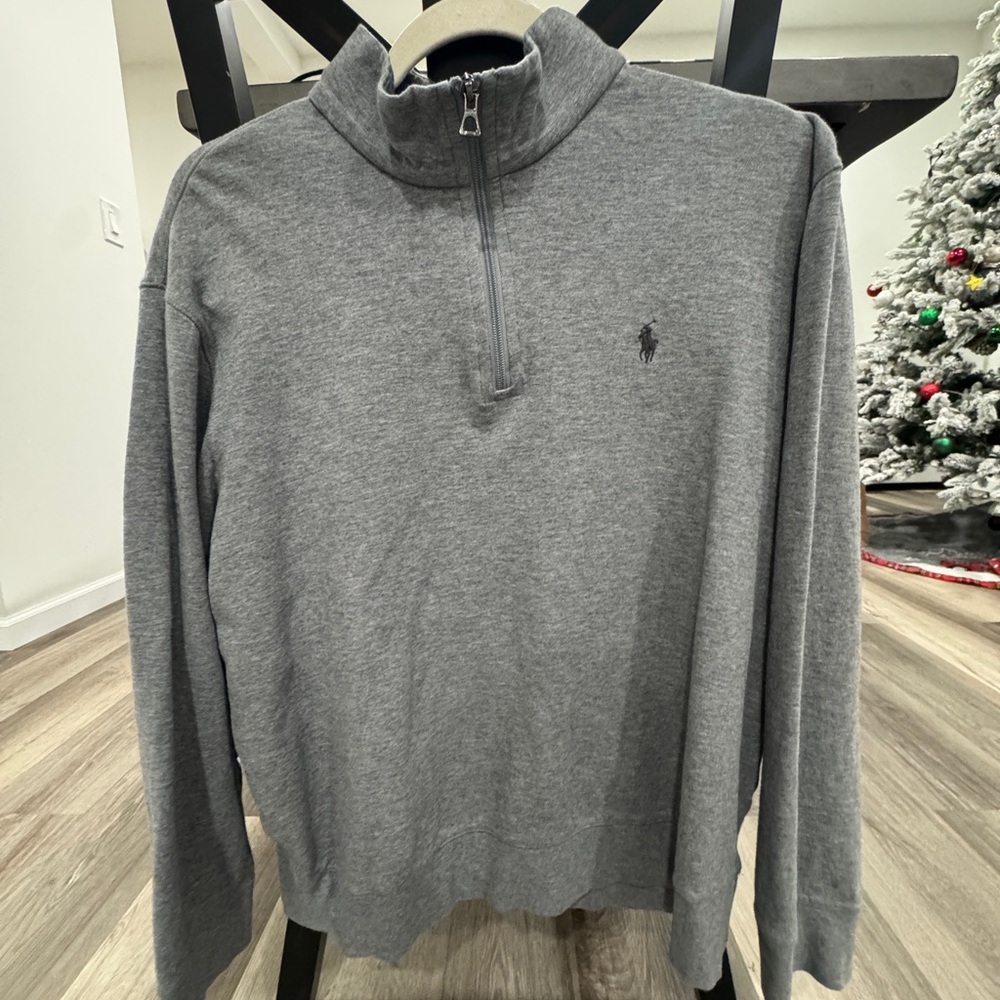 Ralph Lauren Men's Gray Jersey quarter zip pullover
